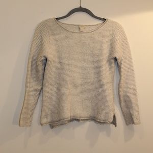 Cozy J.Crew Light Green and White Striped Sweater